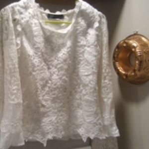 White lace shirt and matching jacket